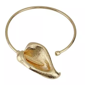 Exaggerated Pleated Metal Open Choker Necklace Stylish Metal Flower Choker Necklace Women s Party Neckchain Accessory золотой