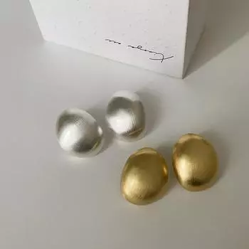 Exaggerated Semi-Round Brushed Metal Stud Earrings For Women, Cold Wind, Simple Style, Versatile Personality, Fashionable Temperament