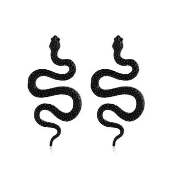 Exaggerated Snake Shaped Earrings Sexy Metal Earrings Animal Snake Stud Earrings Party чёрный