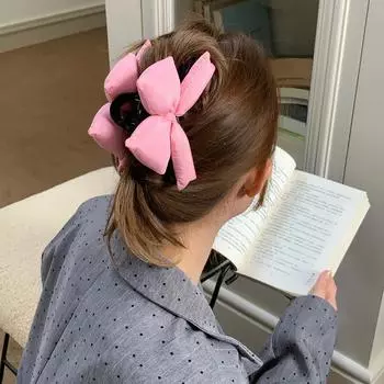 Exaggerated Sponge Ribbon Bow Hair Clip For Girls Elegant Large Hair Claw Hairgrip Barrettes Women Fashion Hair Accessories розовый