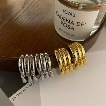 Exaggerated Water Droplet Tassel Earrings Multilayer Drop Earrings Jewelry Accessories золотистый