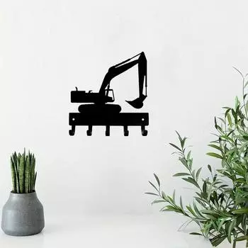 Excavator Key Rack Hanger - 9 inch Wide/6 inch Wide Metal Wall Art Nine Six Inch Wall Art Excavator Key Holder чёрный