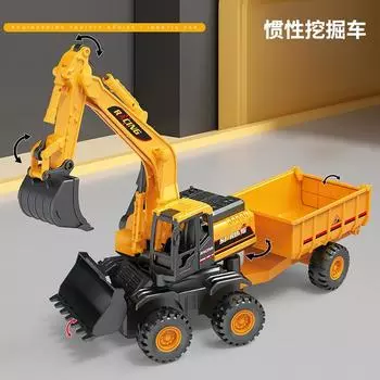 Excavator Toy Construction Vehicle, Children S Plastic Simulation Inertia Crane Excavator Transport Vehicle Toy Car