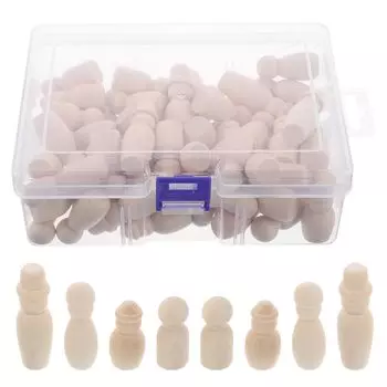 EXCEART Деревянные колышки Деревянные колышки ручной работы Деревянные окрашенные тонированные незаконченные колышки Декоративная неокрашенная деревянная кукла Незаконченный семейный подарок 60 штук