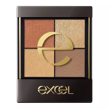 excel Палитра теней для век Real Close Shadow CX05 Nuance Color, 4 цвета, 3 текстуры (Шляпа с бахромой) (Глянец, Лак, Матовый)