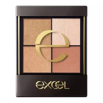 excel Real Close Shadow CX01 Nuance Color Eyeshadow Palette 4 Colors 3 Textures 1 piece (Tassel Mule) (Gloss, Lame, Matte) (x 1)