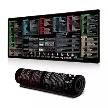 Excel Сочетания клавиш Коврик для мыши - Расширенный Большой XXL Лист ПК Клавиатура Офис Шпаргалка Электронная таблица M L6D5 300*600*3MMBlack-1pcs