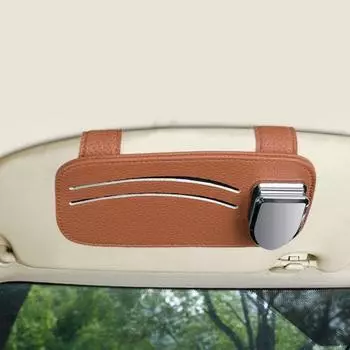 Excellent Tight Stitching Portable Car Card Holder Sunglasses Clip Vehicle Supplies бежевый