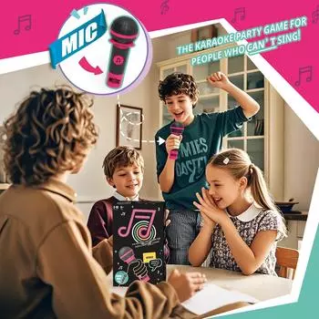 Exciting The Mic-8+ лет, 2-10 игроков - Настольная игра для плохих певцов - 250 карточек с текстами песен для веселья, веселых игр, вечеринок по случаю дня рождения, детских подарков One Size