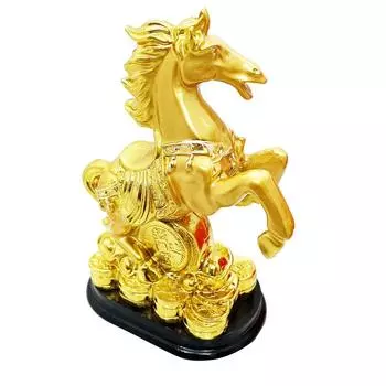Exclusive Golden Set of 1 Polyresin Fengshui Victory Running Horse for Positive Energy Vibrations
