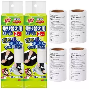 [Exclusive to .co.jp] 3M Adhesive Cleaner Roller for Clothing Replacement 4 Volumes Scotchbrite Petakoro 836RP56-JA-2P General Cleaning
