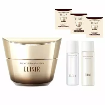 [Exclusive to .co.jp] ELIXIR Special Set Total V Firming Cream + Cream 3-day sample + Lotion emulsion mini bottle included Emulsion/Cream All-around f