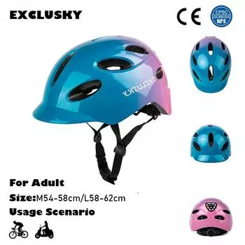 EXCLUSKY Adult Cycling Helmet City Commuting Bicycle Safety Helmet with USB Charging Light Adjustable Bicycle Safety Cap M-54-58cm матовый черный