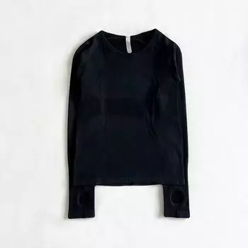 Exercise Yoga Clothes Tops Women 2025 Spring & Fall Quick-Drying Tight Sports Running Workout Long Sleeve Pilates Training Wear Black S