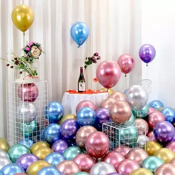EXGOX 100 Металлические дополнительные товары для дня рождения Магазин 10 дюймов Воздушные шары, детали, Воздушные шары, Украшения, Толстые, Круглые, Вечеринки, Свадьбы, Украшения, Торжества,