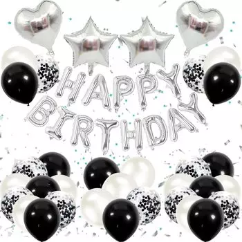 EXGOX Набор для украшения дня рождения воздушными шарами, черные воздушные шары, украшение для вечеринки, гирлянда на день рождения, воздушные шары в форме сердца для мальчиков и девочек (черный)