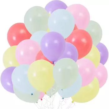 EXGOX Упаковка из 100 резиновых шаров Macaron цвета радуги, украшения, очень толстые круглые латексные шары для магазина дня рождения, спорта, культуры, 10 дюймов, цветные