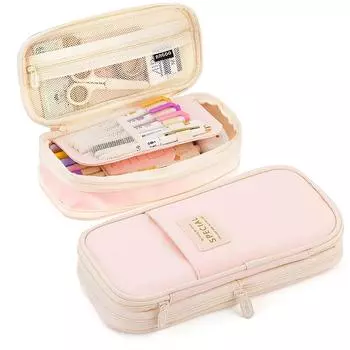 Расширяемый пенал, вместительный органайзер для канцелярских принадлежностей из саржи с держателем для ручек, складная сумка для хранения школьных принадлежностей чёрный