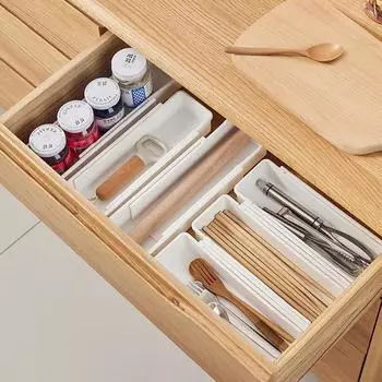 Expandable Utensil Organizer Adjustable Length Flatware Organizer Silverware Holder Multi-Functional Storage Box Silverware Tray белый