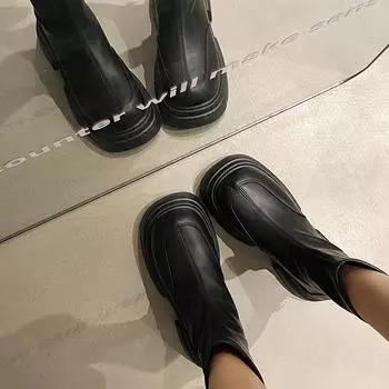 Explosion 2025 autumn and winter new thick-soled casual fashion boots women s comfortable and versatile rear zipper thin elastic boots 35