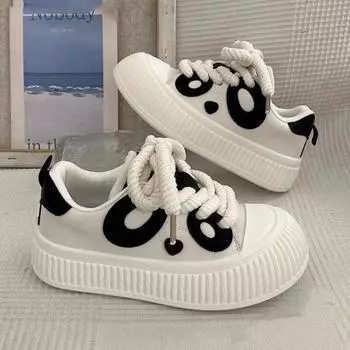 Explosive change super cute panda biscuit shoes little white shoes children s autumn niche original casual women s shoes versatile student board shoes 35