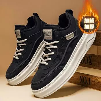 Explosive Style Men s Sneakers Velvet Thickening Fashion Casual Sneaker for Men Trendy All-match Lightweight British Style Hot 39 чёрный