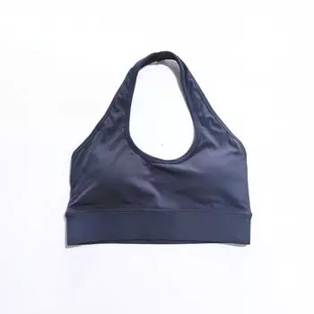 Export Bubble Wrap Nude Feel Exercise Yoga Underwear Halterneck Beauty Back Women with Chest Pad Quick Dry Training Fitness Vest Outer Wear Navy S