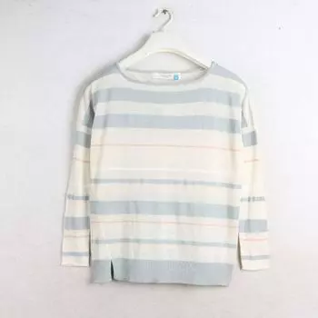 Export Crew Neck Cotton Thin Loose Striped Sweater Stripes color L: Bust size 138