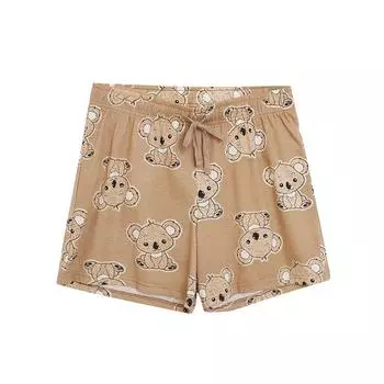 Export Cute Cartoon Bear Younger Short Sleeve T-shirt Female Loose Plus Size Shorts Suit Outwear Home Pajamas Single shorts XL