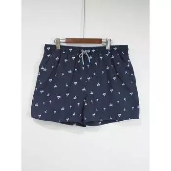 Export European and American Orders Men Quick-Drying Beach Pants Intranet Embroider over Print Seaside Travel Outfit Short Shorts Navy blue 6XL