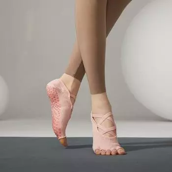 Export Export K-style Bandage Yoga Socks Finger Non-Slip Socks Professional Pilates Socks Sports Fitness Toe Socks Multi-belt smoke powder