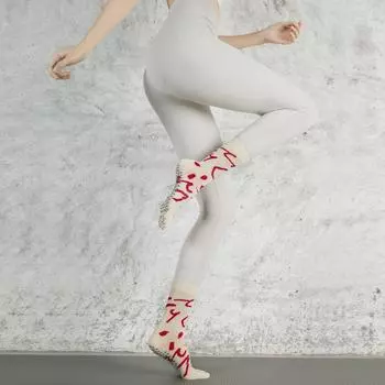 Export Export K-style Knee Socks Pilates Socks Non Slip Yoga Five Finger Professional Cotton Sports Finger Fitness Long Socks Milk White Red