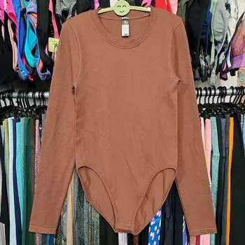Export Fashion Jumpsuit Long Sleeves Fitness Sports Breathable Quick-Drying Rib Yoga Clothes High Elastic Thin Base Tops Brown XL