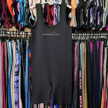 Export Fashion Jumpsuit Sports Fitness Tight High Elastic Breathable Quick-Drying Running Short Shorts Vest Yoga Clothes Black L