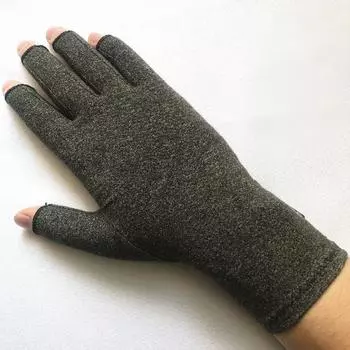 Export Gray Cotton Joint Health Care Half Finger Gloves Gray L
