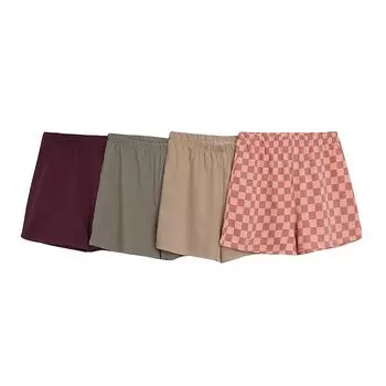 Export Inner Terry Cotton High Waist Elastic Casual Shorts Army Green M