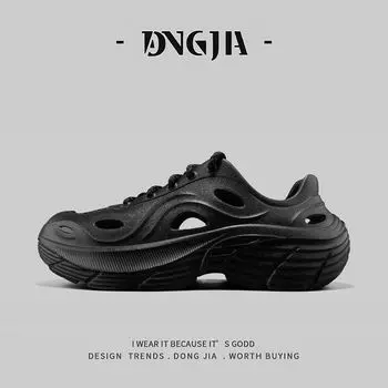 Export Japanese Single Hole Shoes Baby Boy and Girl Summer Outwear Outdoor Sports Anti-Slip Deodorizing Filter Wading Couple Upstream Sandals Black 39