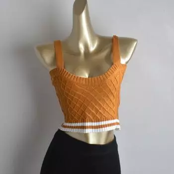Export Single Fashion Style New Arrival Vest Camisole Tops Bottoming Shirt Sleeveless Silm Knitted Inner Match Gold M