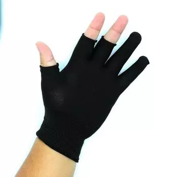 Exposed Three Half Finger Gloves Abrasion Resistant Thin Protective Work Industrial Tea Picking Work Elastic Nylon Non Slip Patch Labor Protection Black (exposed three fingers) 5 pairs All yards