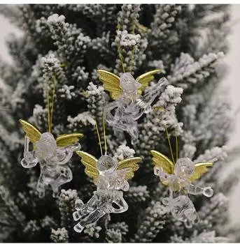 Exquisite 7cm Clear Angel Pendant For Joyful Christmas Tree And Festive Decor