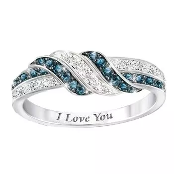 Exquisite and Stylish White Sapphire Promise Ring, Romantic Engagement Ring Engraved with I Love You , Sparkling and Dazzling Jewelry. ADM 5