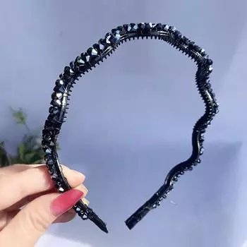 Exquisite Beaded Headdress Women Girls Crystal Hair Hoop Hair Accessories Wave Headband Flower
