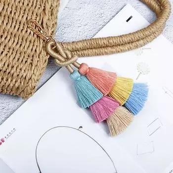 Exquisite Bohemia Tassel Keychain Trendy Gradient Colors Key Ring Three-layer Tassel Pendant Girls style 1
