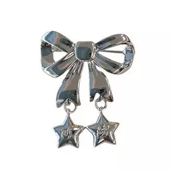 Exquisite Bowknot Star Pendant Brooch Alloy Pin Badge Fashion Lapel Pin Clothing Decorations Jewelry for Women Girls