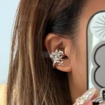 Exquisite Butterfly Earrings Transparent Wings Ear Clip Fashion Flash Rhinestone Ear-Clip Party Left style