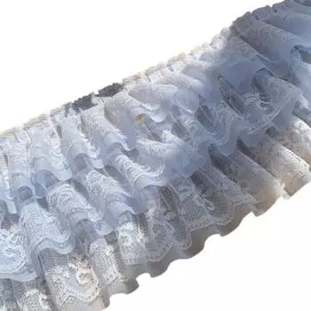 Exquisite Chiffon Edge Lace Soft Embroidery Collar Ribbon Pleated Mesh Chiffon Fabric Party