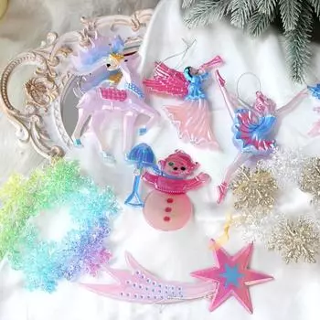 Exquisite Christmas Xmas Tree Decoration Creative Snowflake Snowman Elk Dancer Acrylic