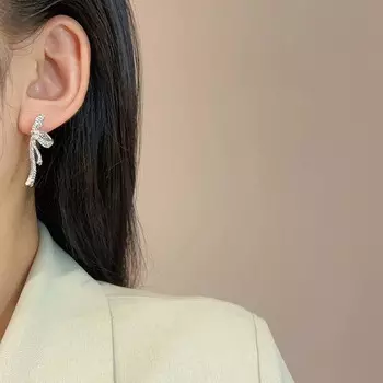 Exquisite crystal zircon bow earrings fashion bow earrings ladies jewelry party gifts как