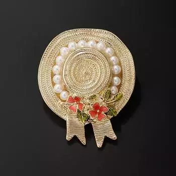 Exquisite Enamel Maple Hat Brooch Female Creative Pearl Hat Corsage Niche Design Sense Pin Versatile Suit Accessories