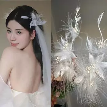 Exquisite Feather Hair Clip Fairy Bridal Hair Accessories Party Hair Accessories